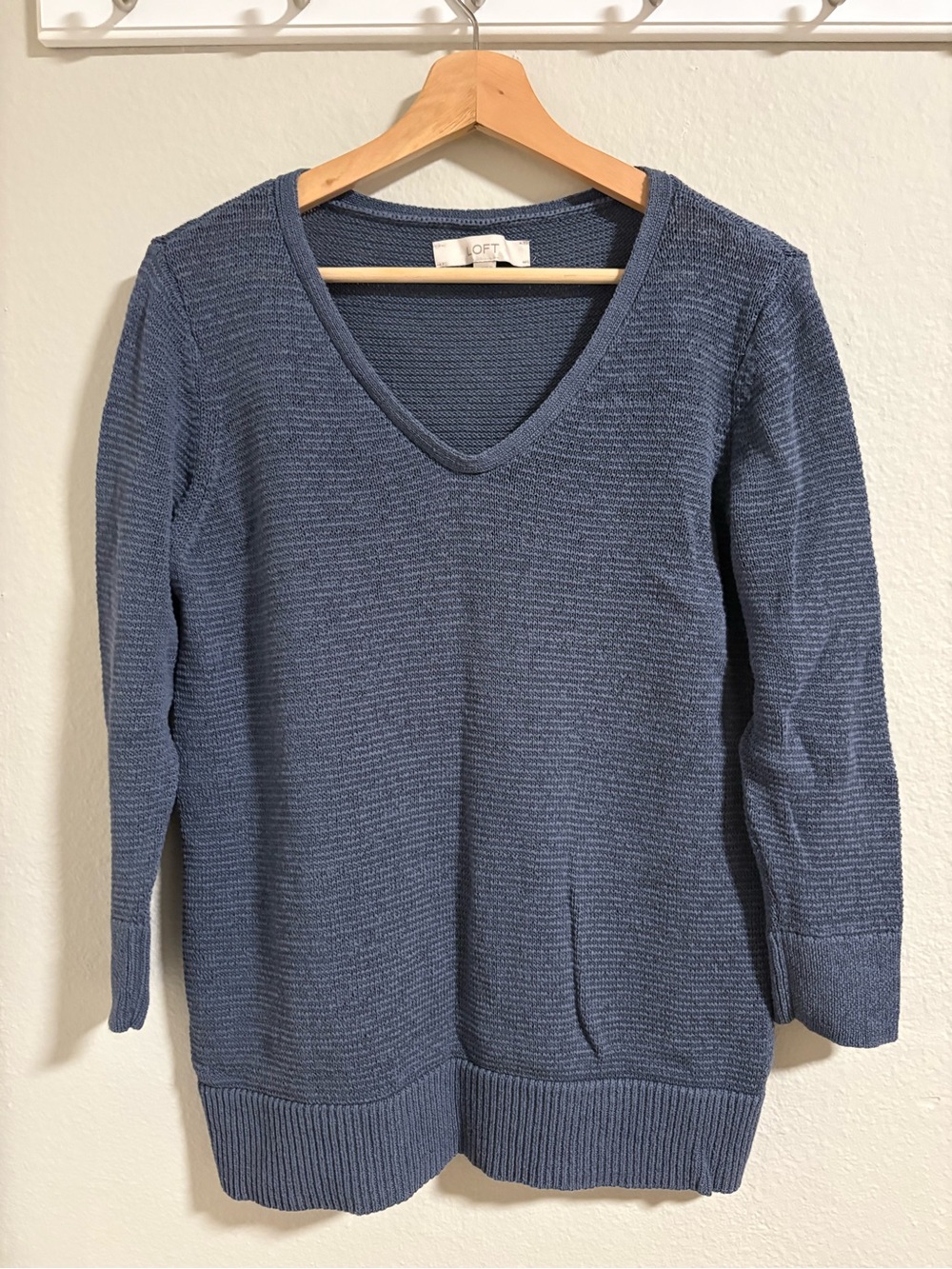 LOFT Slate Blue V-Neck Sweater